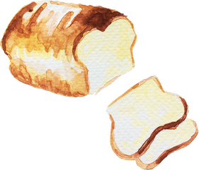 Watercolor Freshly-Baked Bread Food Dish